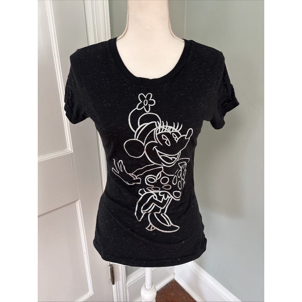 Disney Parks T-Shirt Glitter Lurex Sparkly Minnie Mouse‎ Black Medium Tee Shirt